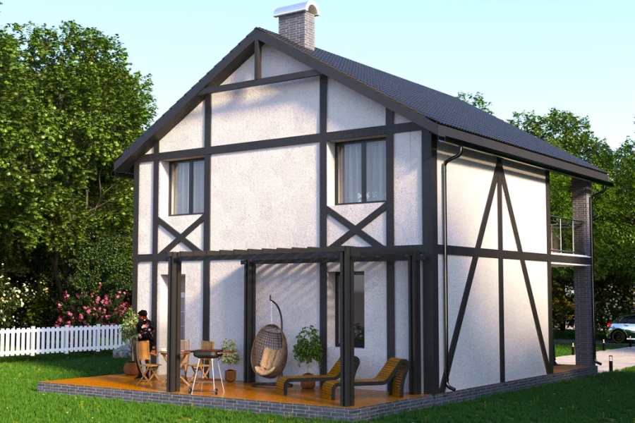 Цена на Проект двухэтажного дома под ключ Бавария №120 с коммуникациями ...