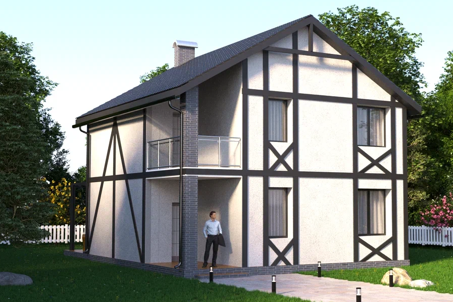 Цена на Проект двухэтажного дома под ключ Бавария №120 с коммуникациями ...