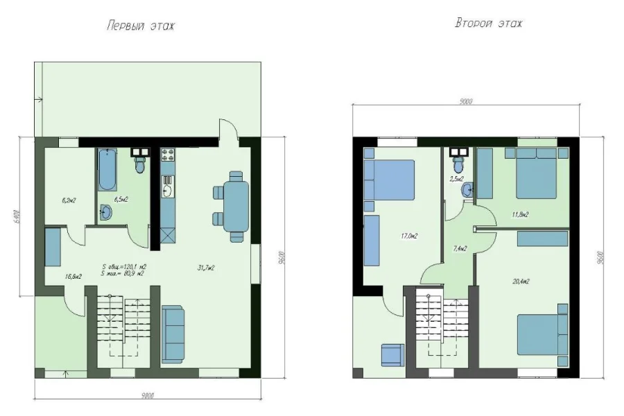 Цена на Проект двухэтажного дома под ключ Бавария №120 с коммуникациями ...