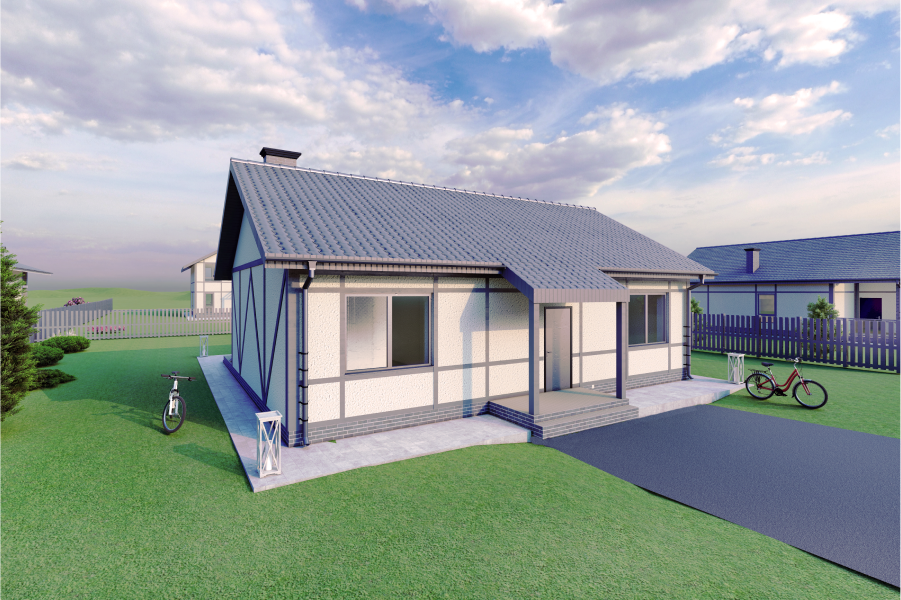 Цена на Проект одноэтажного дома под ключ Бавария №101 с коммуникациями ...