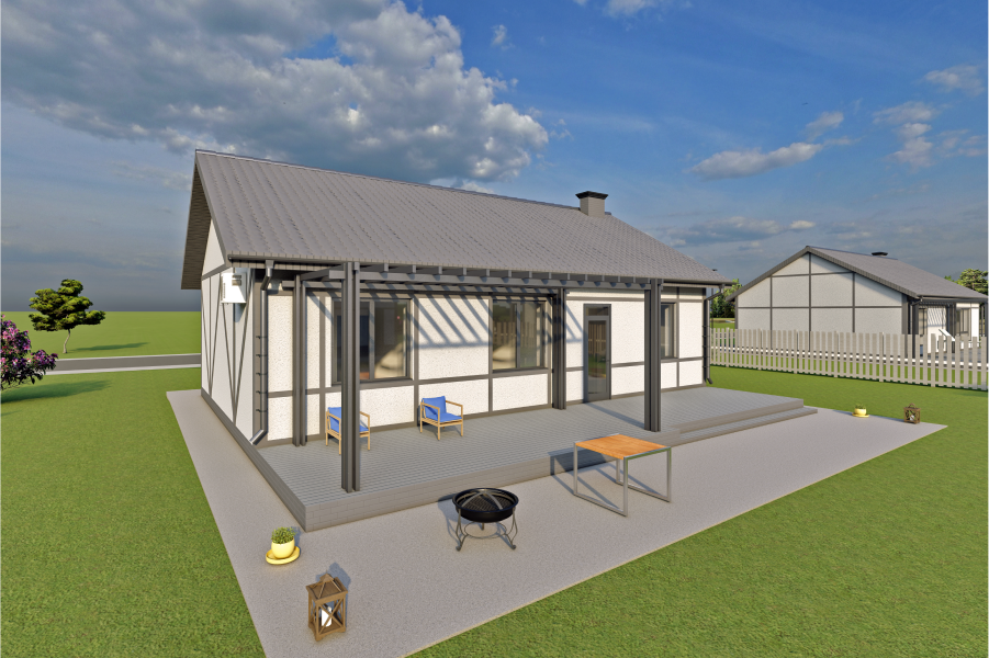 Цена на Проект одноэтажного дома под ключ Бавария №101 с коммуникациями ...